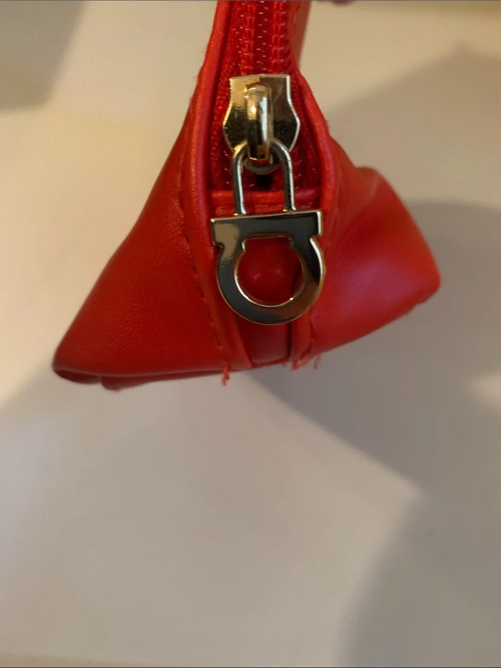NWOT Salvatore Ferragamo Parfums Red Cosmetic Case with Gold Logo Plaque